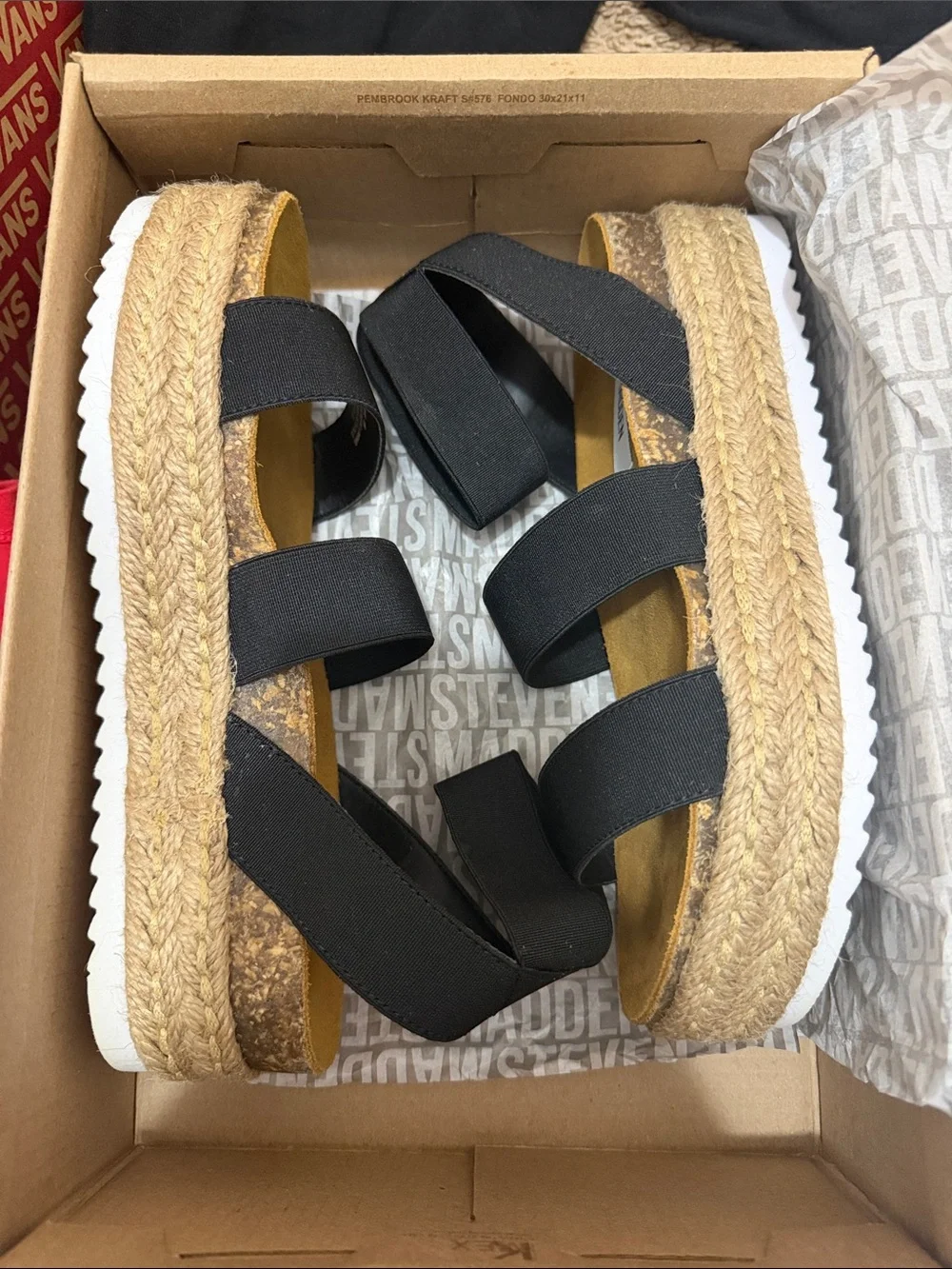 Steve Madden Black Elastic-Strap Espadrille Platform Sandals
